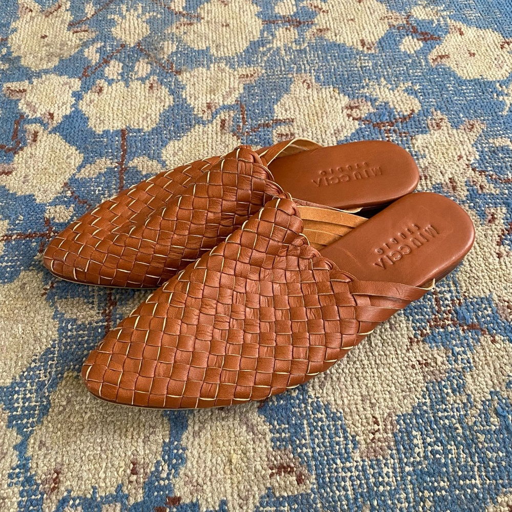 MIUCCUA Studio Woven Leather Mules 9